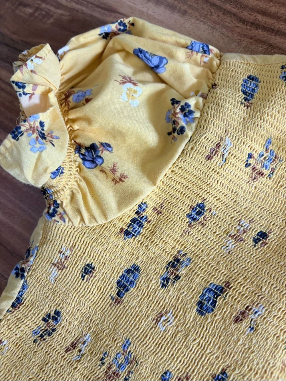 Janie & Jack Girls Yolk Yellow Floral The Hannah Floral Smocked Dress Size 8 10